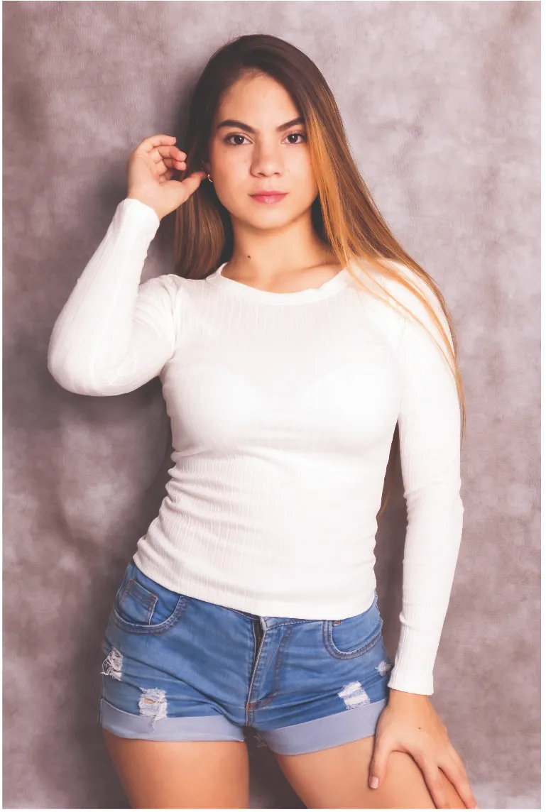 Blusa manga larga cuello redondo