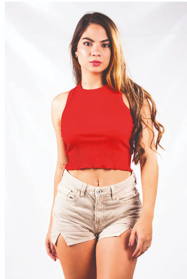 Crop top seamless sisa con cuello