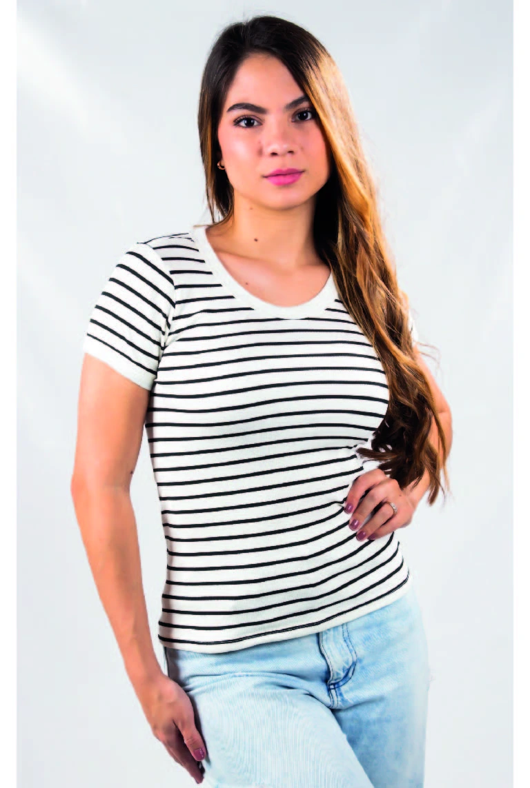 Blusa seamless manga corta en rayas