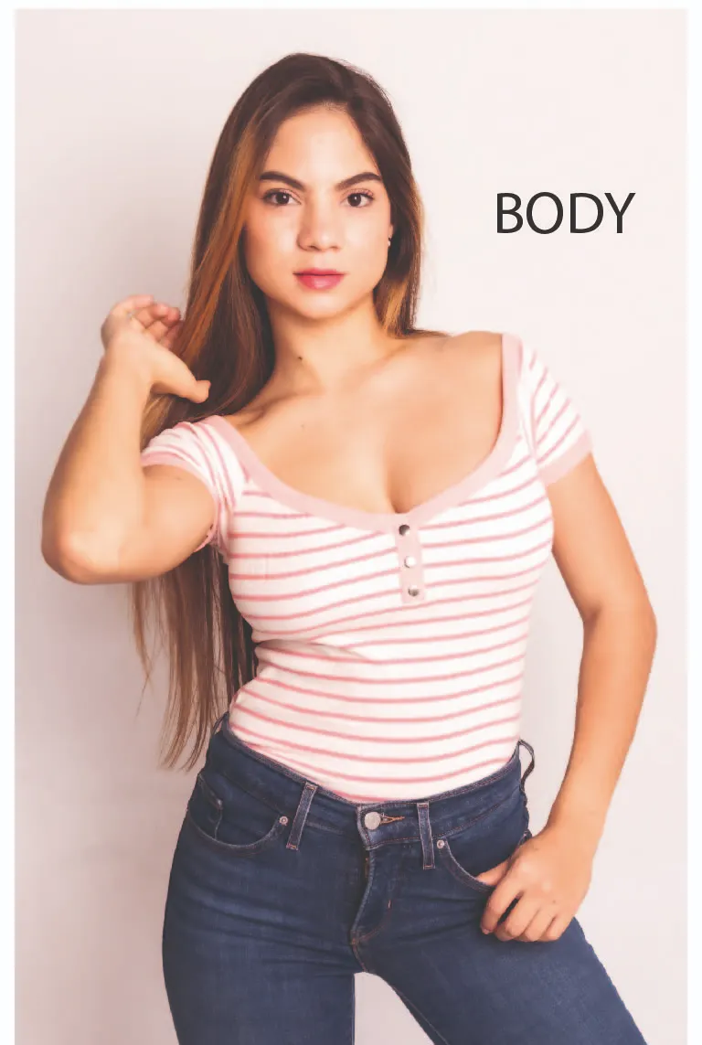 Body seamless manga raglán con broches en rayas
