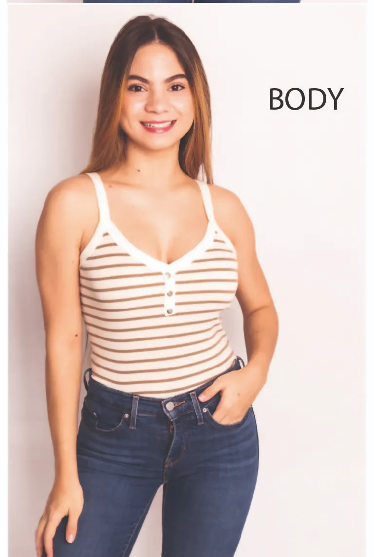 Body seamless tiras con broches en rayas